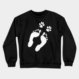 Dog Lover Gift - Diagonal Paw and Foot Prints Crewneck Sweatshirt